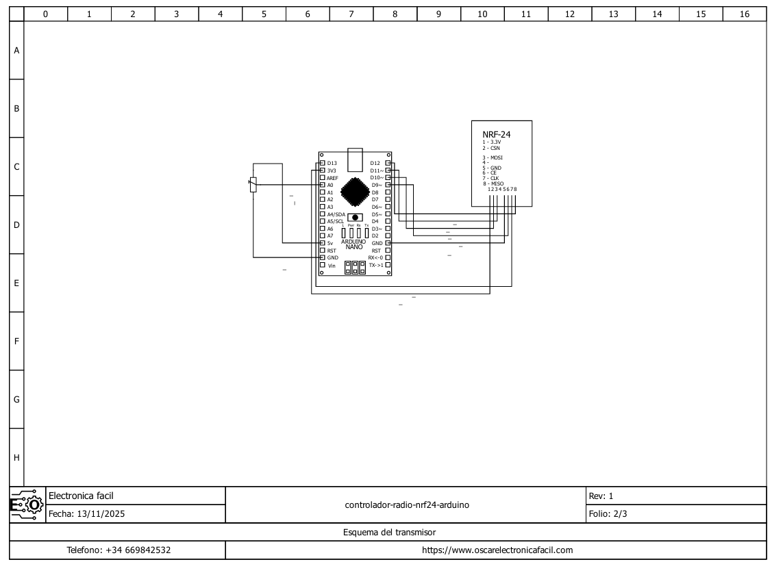 controlador radio nrf24 arduino esquema transmisor